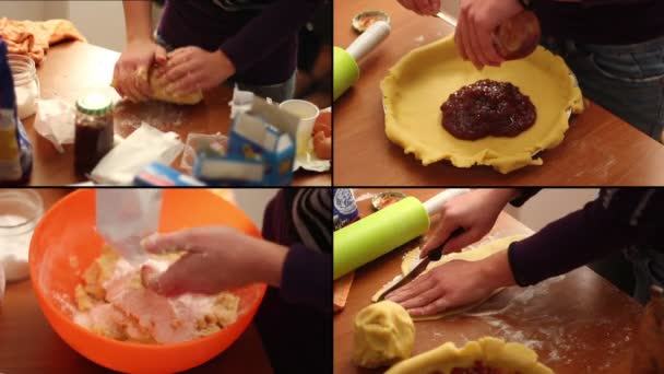 Příprava na koláč s ořechy — Stock video