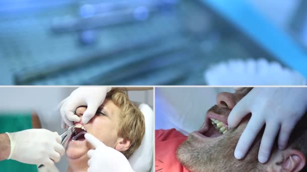 Стоматолог, який працює у справжній стоматологічній хірургії — стокове відео