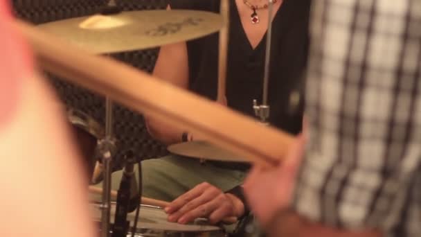 Musician playing drums — Stock Video