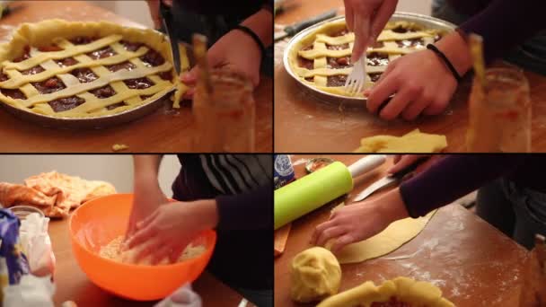 La preparación del pastel con las nueces — Vídeos de Stock