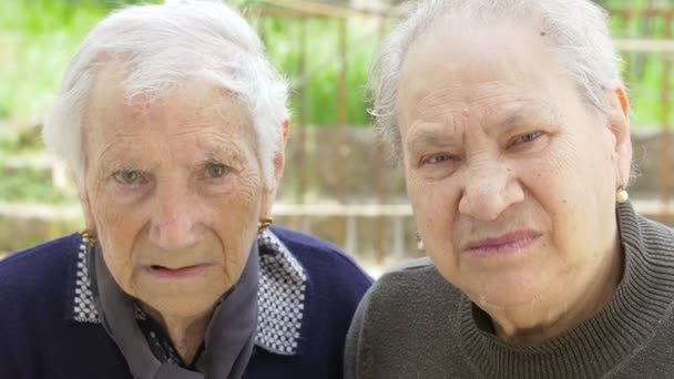 Две заботливые пожилые женщины — стоковое видео