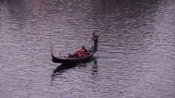 Prag'da Vltava Nehri üzerinde bir gondol — Stok video