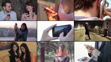 Smartphone multiscreen kompozisyon kullanan kişiler