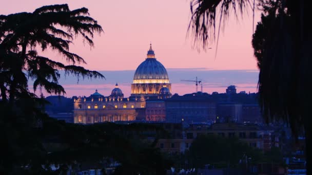 St. Peter's Basiliek bij de zonsondergang — Stockvideo