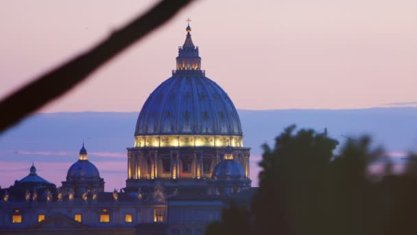 St. Peter's Basilica at the sunset — Stock Video