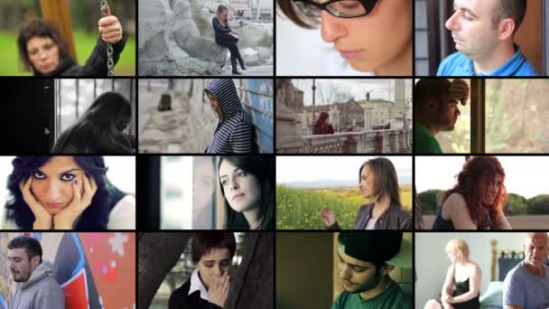 4 k 슬픈 사람 구성: 남자, 여자, 우울, 음침한, 고통 스러운 — 비디오