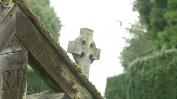Могила кладовища сільській місцевості — стокове відео