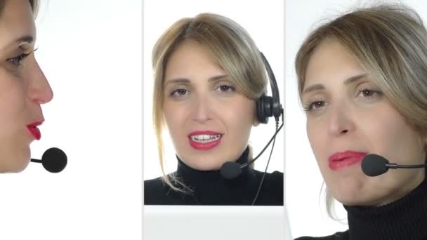 Donna che lavora nel call center — Video Stock