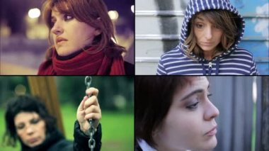 kızgın ve üzgün kadın kompozit: depresyon, yalnızlık, bunalım üzüntü,