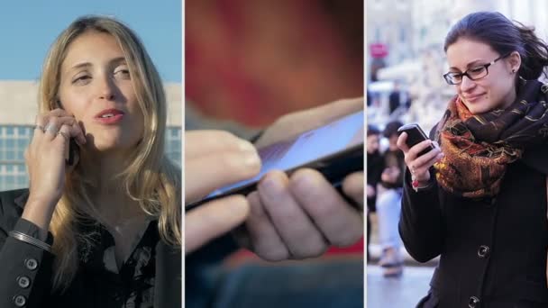 Telefone celular: pessoas usando smartphone — Vídeo de Stock