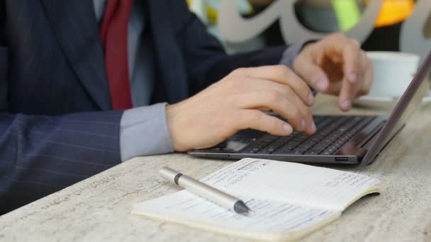 Businessman using a laptop — Stock Video