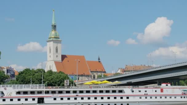 Portrait of Michael's Gate in bratislava — Stockvideo