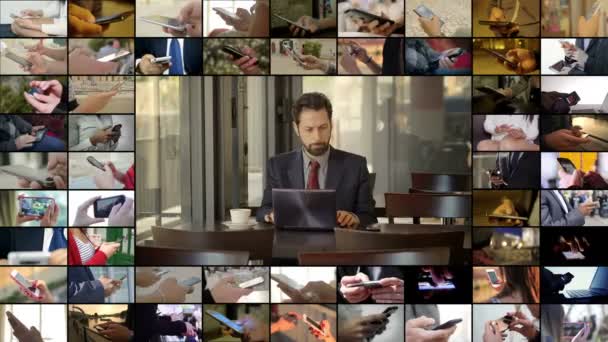Composizione uomo d'affari che lavora con il suo computer — Video Stock