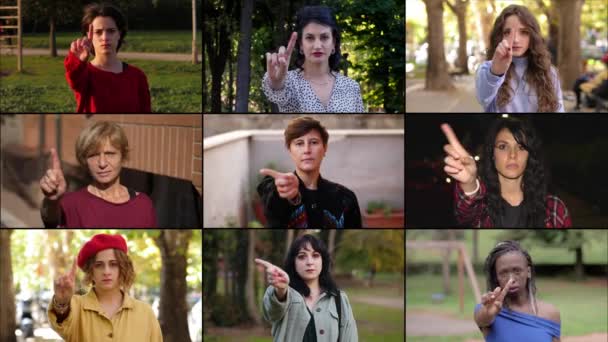 Mesafenizi Koruyun Farklı Etnik Kökenli Kadınlar Kameraya Hayır Der — Stok video