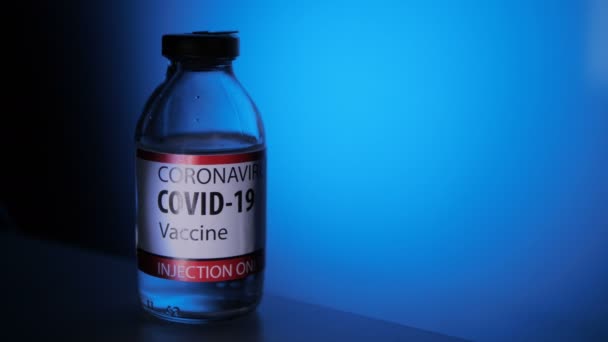 Fim Pandemia Cicatrização Frasco Para Injetáveis Com Nova Vacina Vívida — Vídeo de Stock