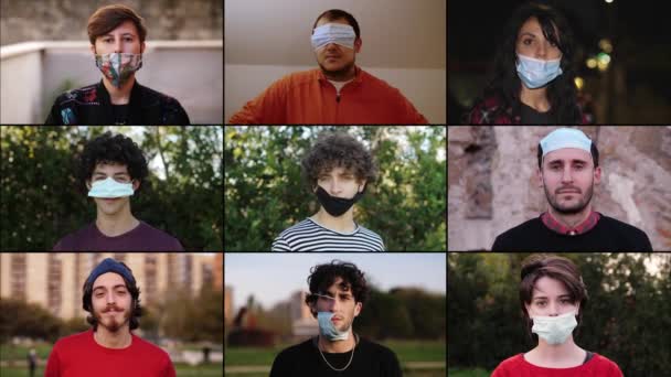 Wear Masks Uncorrectly Young People Wear Masks Foreheads Eyes Head — Stock Video