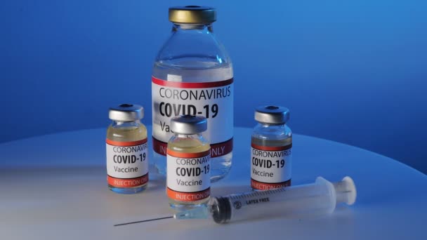 Fles Met Vaccin Kleinere Injectieflacons Met Enkelvoudige Doses — Stockvideo