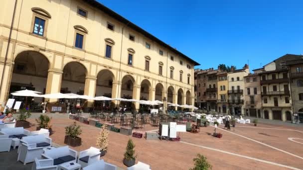 Piękny Widok Plac Piazza Del Duomo Arezzo Włochy Sierpień 2020 — Wideo stockowe