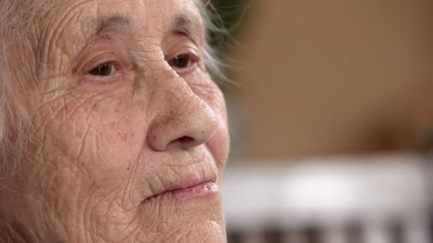 Buruşuk Yaşlı Kadın Yüzü — Stok video