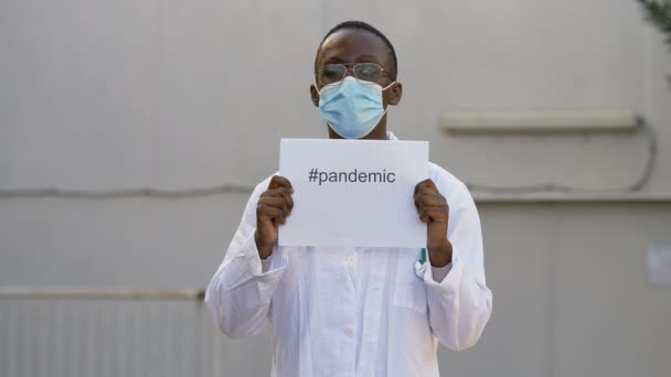 Pandemia Sigue Las Reglas Cubre Cara Lávate Las Manos Distanciamiento — Vídeos de Stock