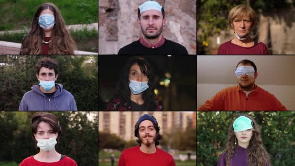 Usar Máscara Incorrectamente Gente Usa Máscara Una Manera Extraña — Vídeos de Stock