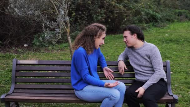 Onweerstaanbare Attractie Vrouw Het Park Met Een Vriend Kust Een — Stockvideo