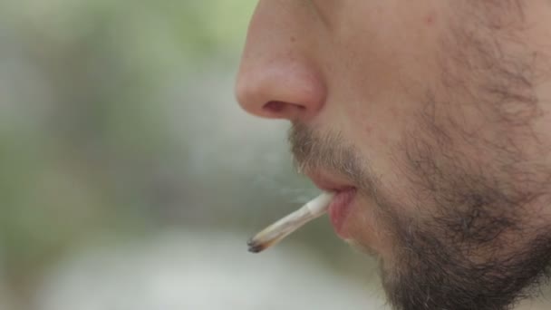 Jeune homme fumant un joint — Video