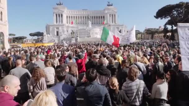 Rom city center demonstration — Stockvideo