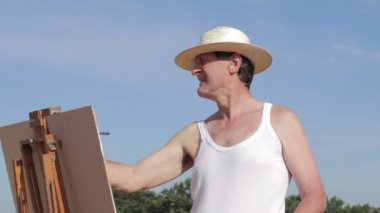 bir ressam buğday kulaklarına pan