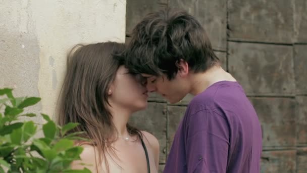愛、優しさ、情熱の恋人のキスのカップル — ストック動画