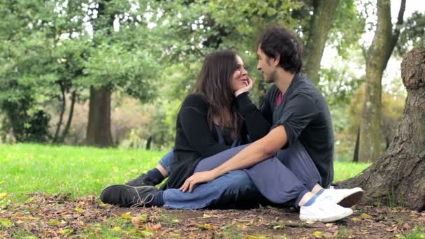 mladý krásný pár líbání v podzimním parku