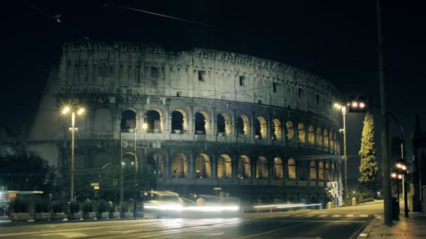 Coliseo de noche en Roma — Vídeos de Stock
