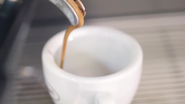 Hacer café expreso en un bar con máquina profesional — Vídeos de Stock