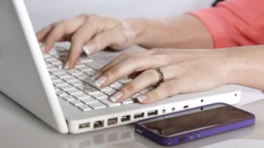 Dizüstü bilgisayar kullanan bir iş kadını