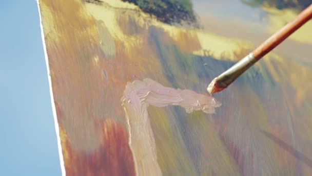 Pittore pittura un bellissimo paesaggio — Video Stock