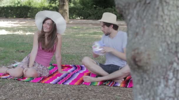Giovane coppia su picnic — Video Stock