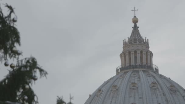 Туристы на куполе базилики — стоковое видео