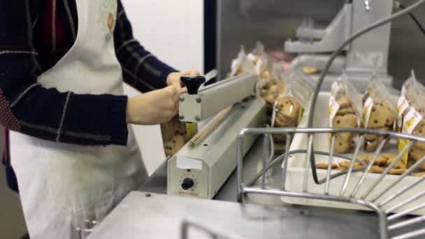Pastelería paquetes galletas — Vídeo de stock