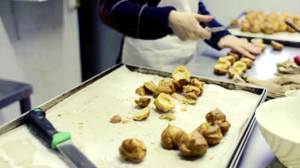 Het werk in een patisserie — Stockvideo