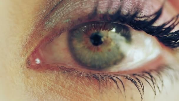 Глаз молодой женщины — стоковое видео