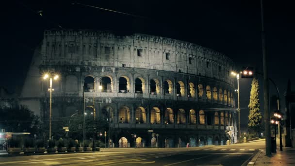 Coliseu à noite em Roma — Vídeo de Stock