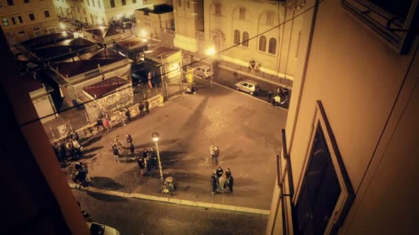 Platz bei Nacht in Rom — Stockvideo