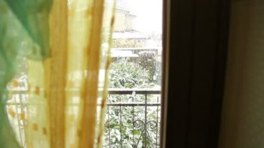 Bir kar fırtınası sırasında şehir