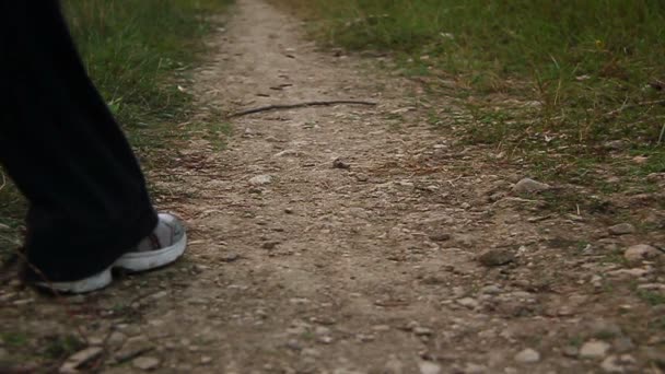 Hombre con zapatillas en Desert trail pierde tejido — Vídeo de stock