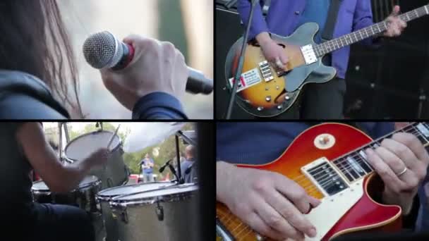 Banda tocando en un escenario — Vídeos de Stock