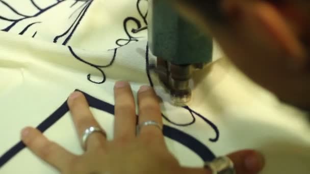 Expert seamstress at work — Stock Video