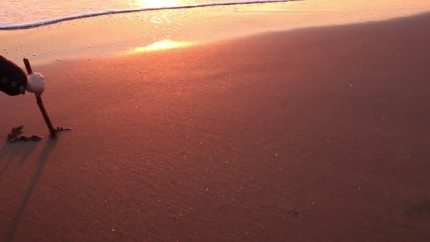 Vakker solnedgang på stranden – stockvideo