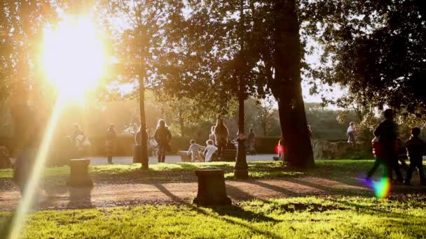 Gente caminando en el parque — Vídeos de Stock