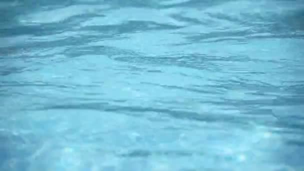 Καθαρό νερό σε μια μπλε πισίνα — Αρχείο Βίντεο