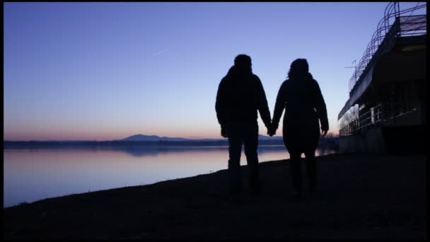 Романтическая пара на пляже — стоковое видео